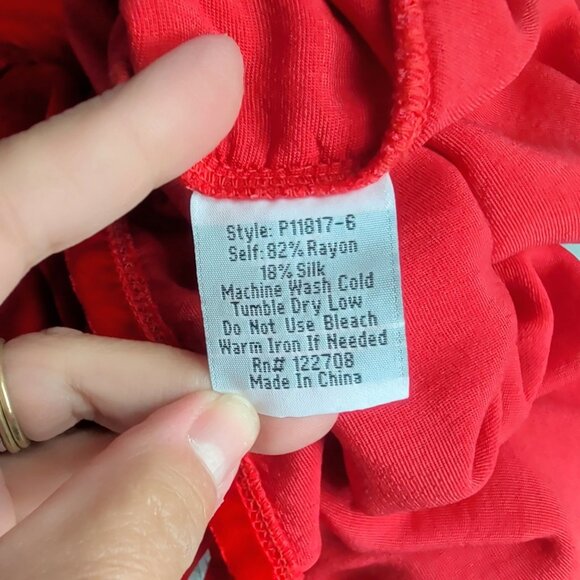 Johnny Was Velvet Top X-Small Red Short Sleeve - Picture 9 of 10